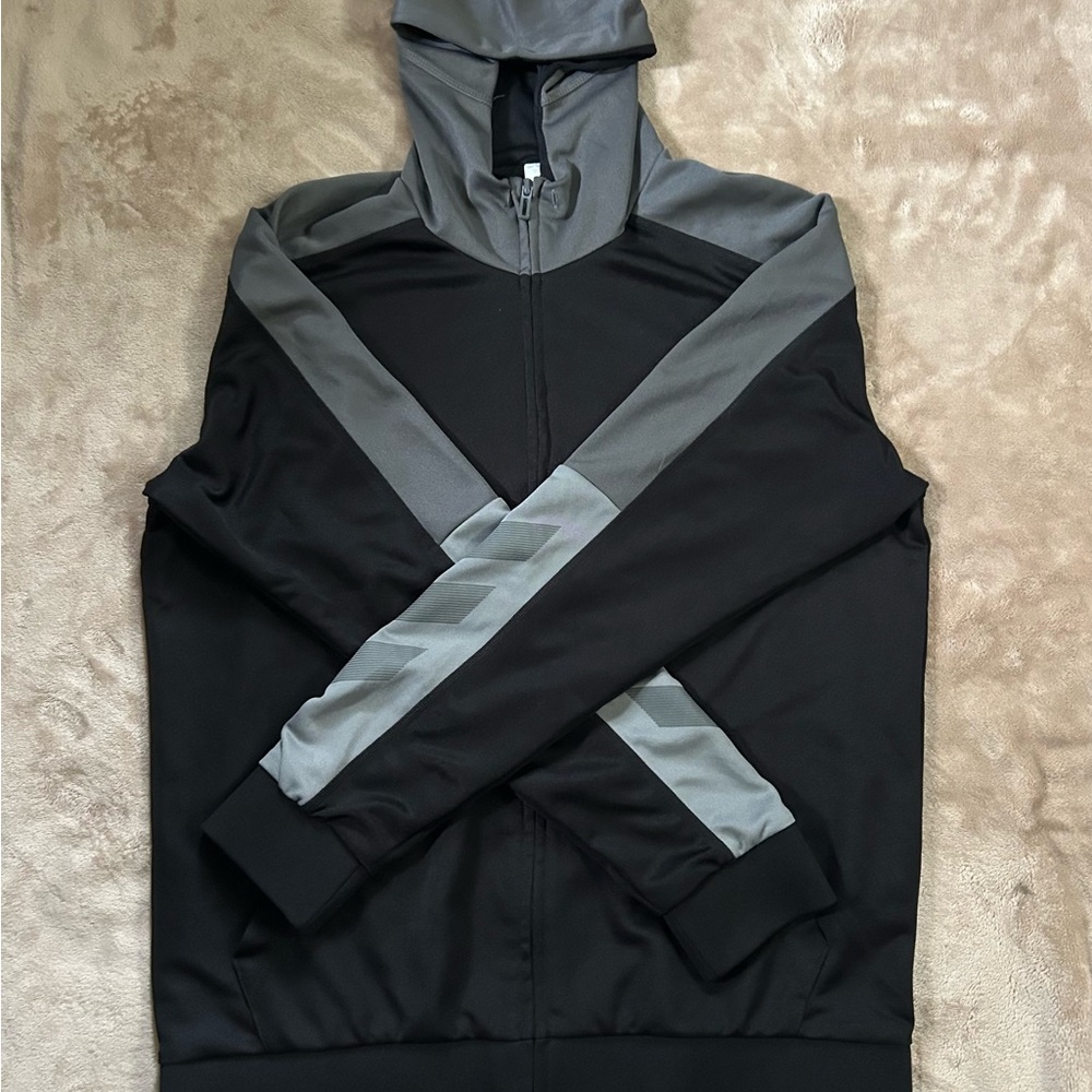 Adidas Men Track Zip-up Jacket | Black and Grey | Medium